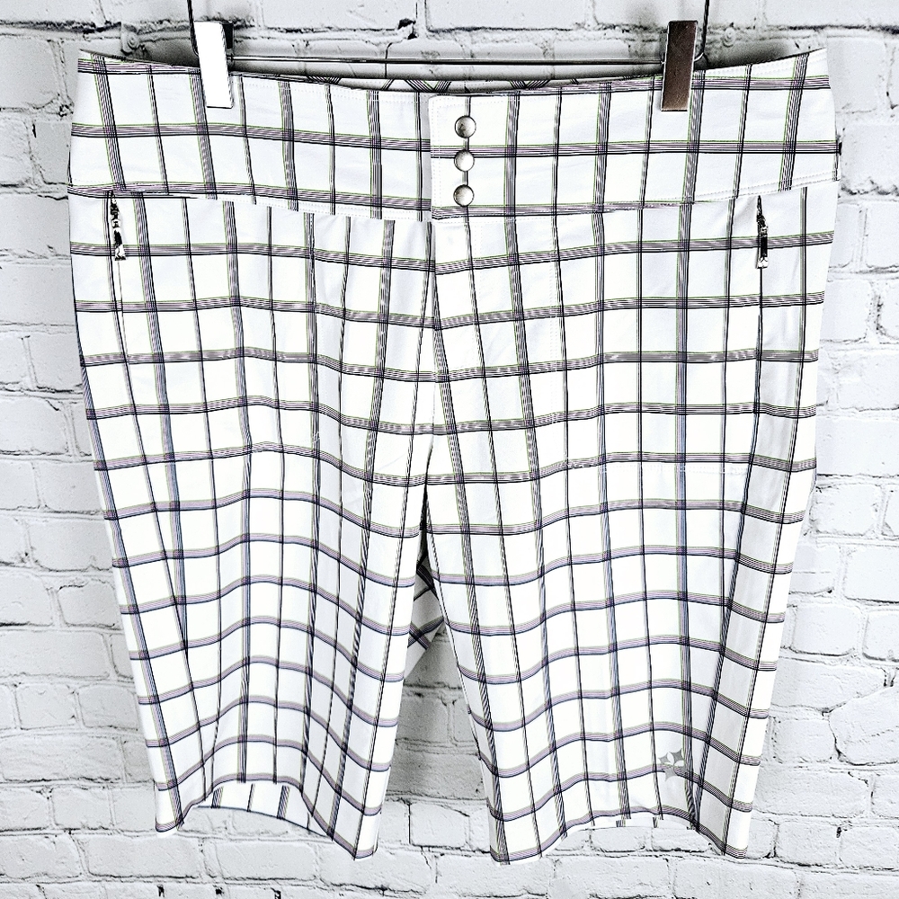 4 ALL by JOFIT | windowpane plaid stretch golf bermuda shorts